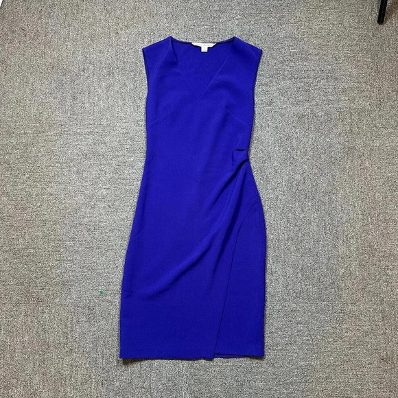 Diane Von Furstenberg Sleeveless Career Pencil Fitted Dress Blue Purple Sz 6 - Picture 1 of 8